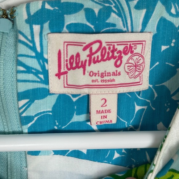 Lilly Pulitzer Originals Blue Floral Mini Dress‎ Size 2 Pockets Preppy Resort - Picture 2 of 15